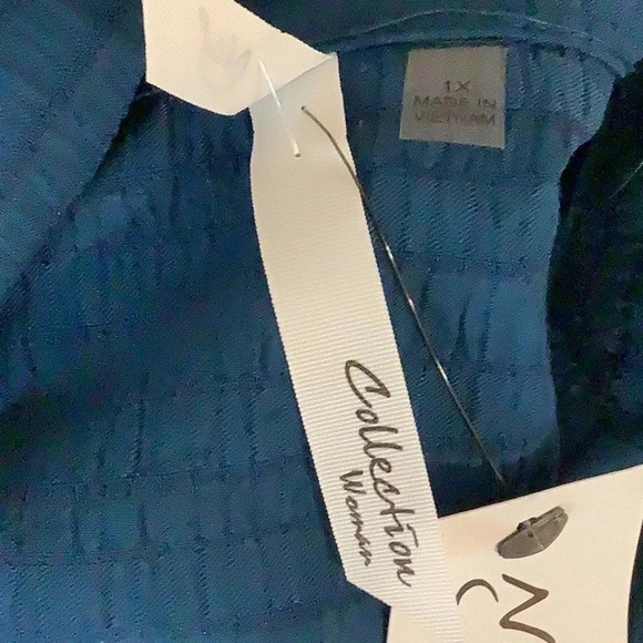 NY Collection Button Down 3/4 Sleeve Blouse Size 1X New With Tags - Picture 6 of 8